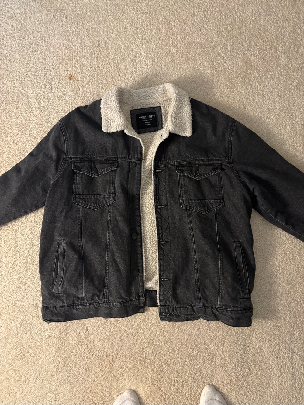 Men's Sherpa-Lined Denim Jacket - Black